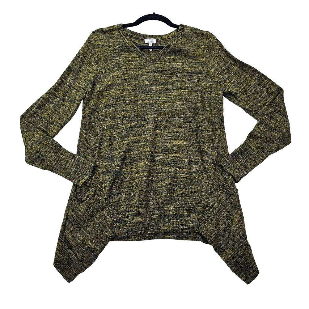 LOGO Lori Goldstein Womens Size M Cashmere Blend Sweater Green V-Neck Pockets